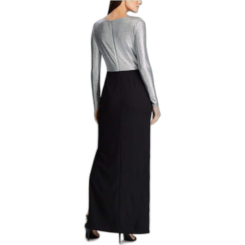 Lauren Ralph Lauren Maxi Gown Women’s Size 10 Black & Silver Metallic - Picture 12 of 12